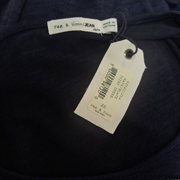 Rag & Bone Twist Ruched Navy Long Sleeve Bodycon Dress Size XS - Picture 8 of 9